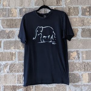 Sri Lankan Asian Elephant Short Sleeve Black White T-Shirt Size Medium Unisex
